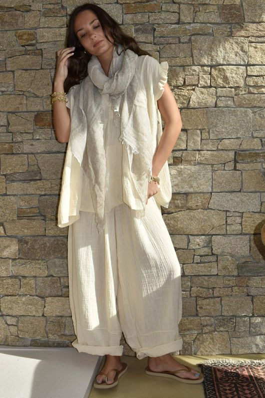 Tasha Cushion Cotton Balloon Barrel Pant Vanilla